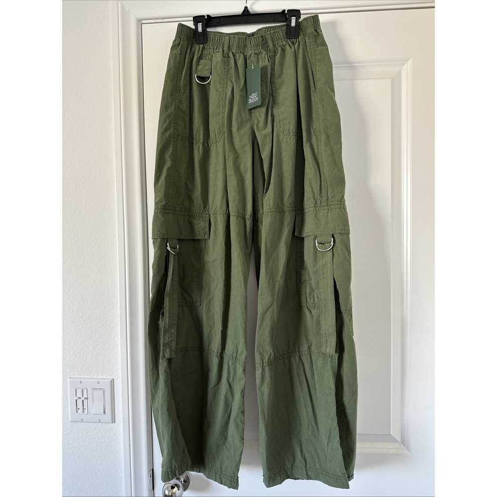 Wild Fable Cargo Pants Womens Small Green Wide Leg Mid Rise Cotton Lightweight